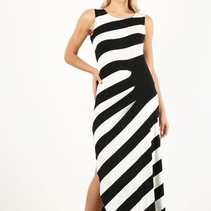 Striped Sleeveless Maxi Dress with Side Split